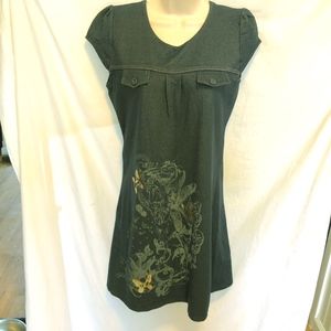 Charlize Cap Sleeve Sz XS 3/4 Sleeve Denim Dress E